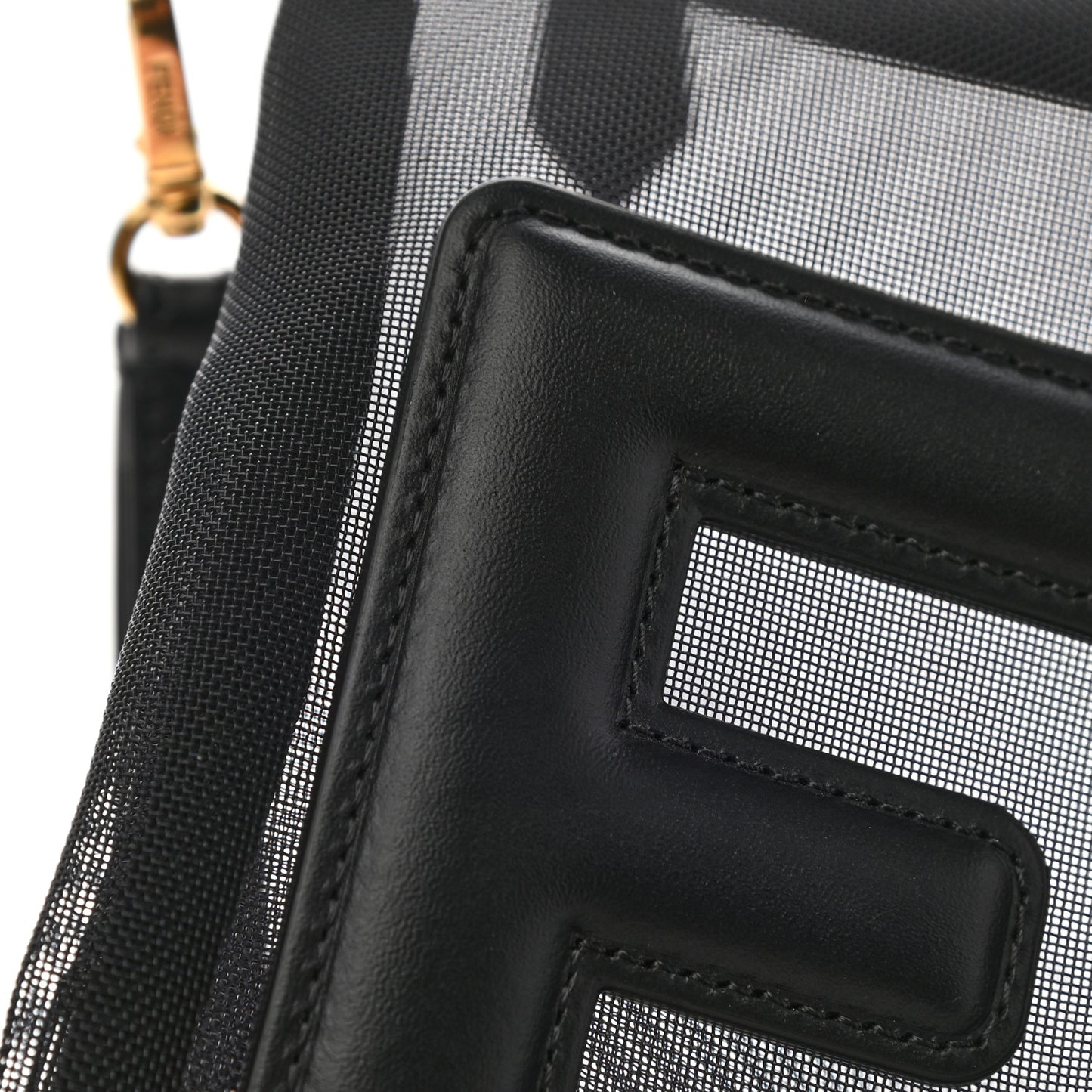 Mesh Vitello King Logo Embroidered Large Flat Pouch Black