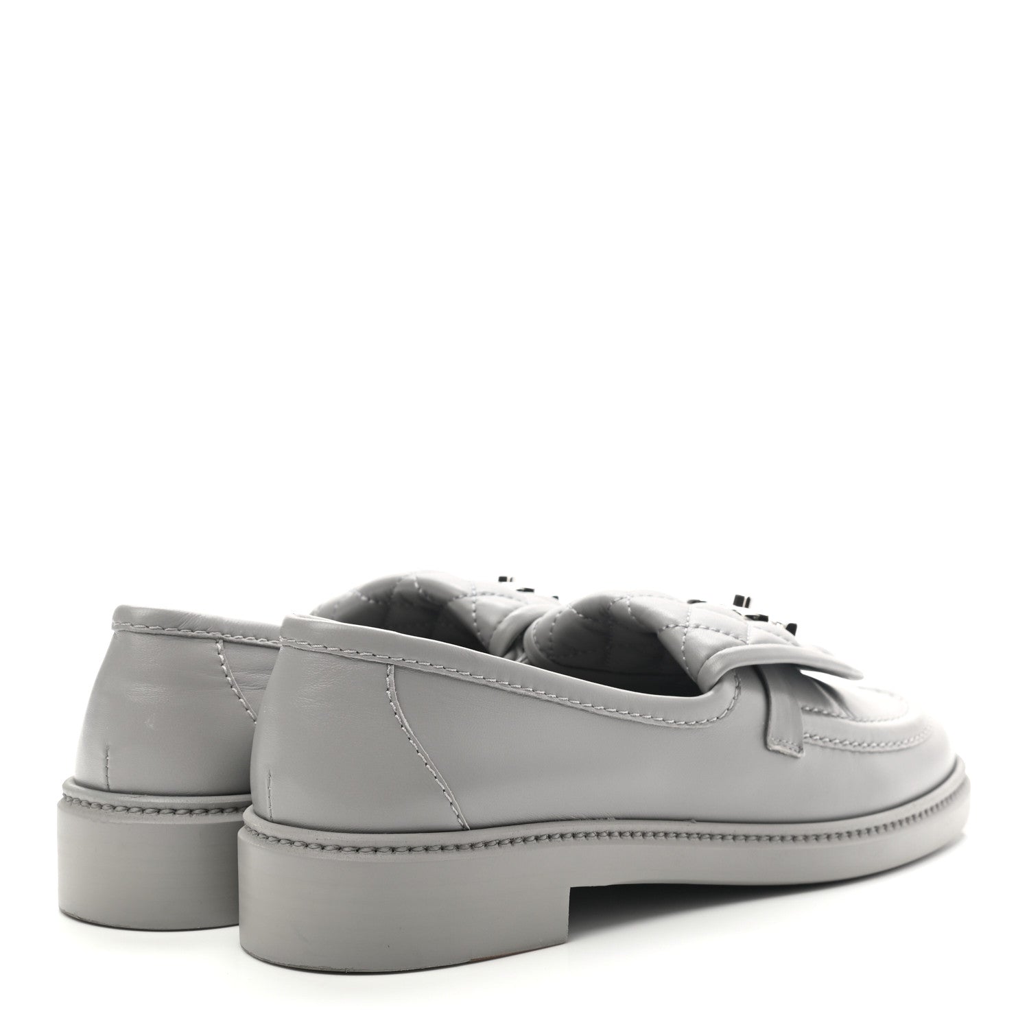 Chanel Lambskin Quilted CC Turnlock Loafers 40 Grey 4 of 11