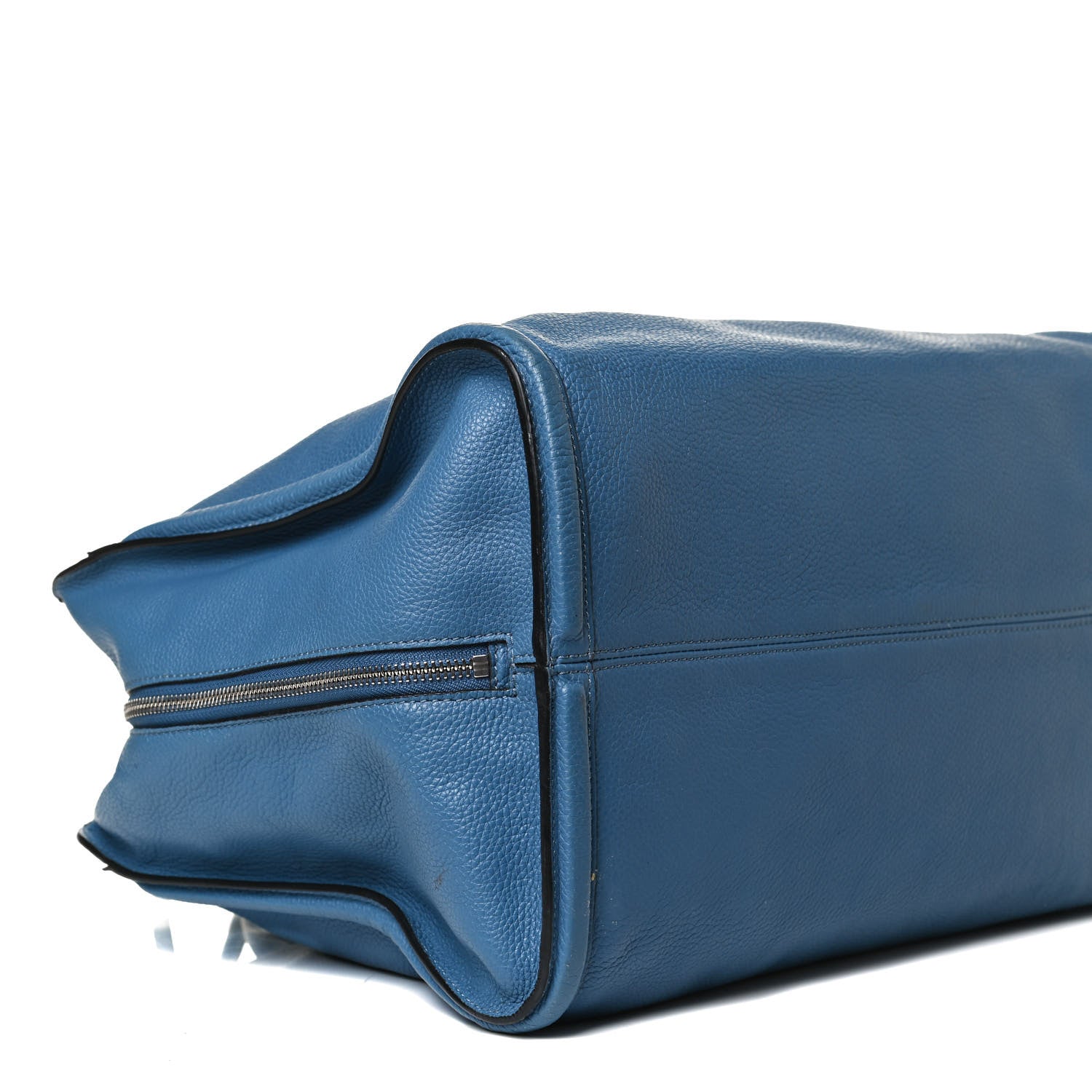 Alexander McQueen Pebbled Calfskin Large Skull Padlock Zip Around Tote Light Blue 9 of 17