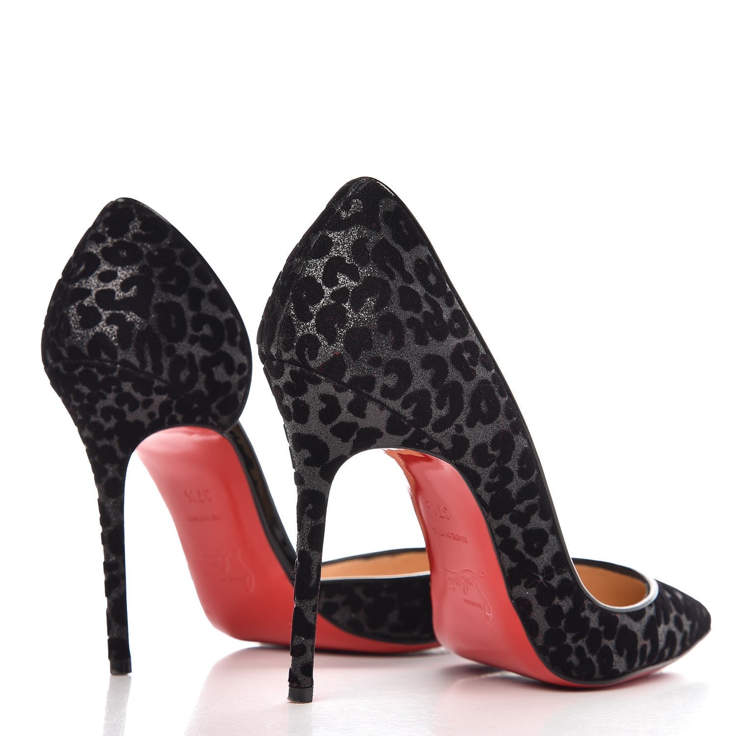 Christian Louboutin Glitter Leopard Print Iriza Pumps Heels 37.5 Black Grey 4 of 10