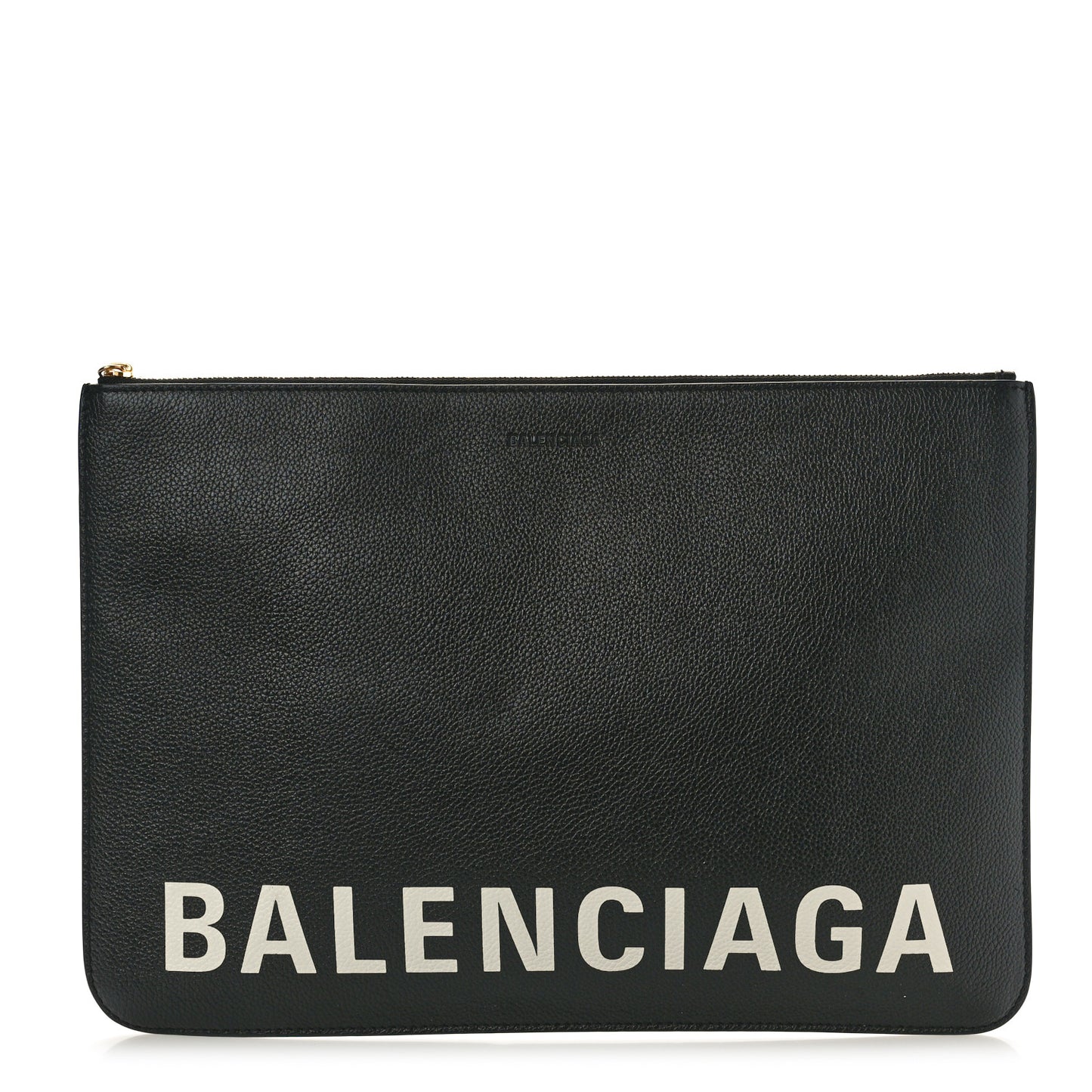 Calfskin Logo Medium Cash Pouch With Handle Black White