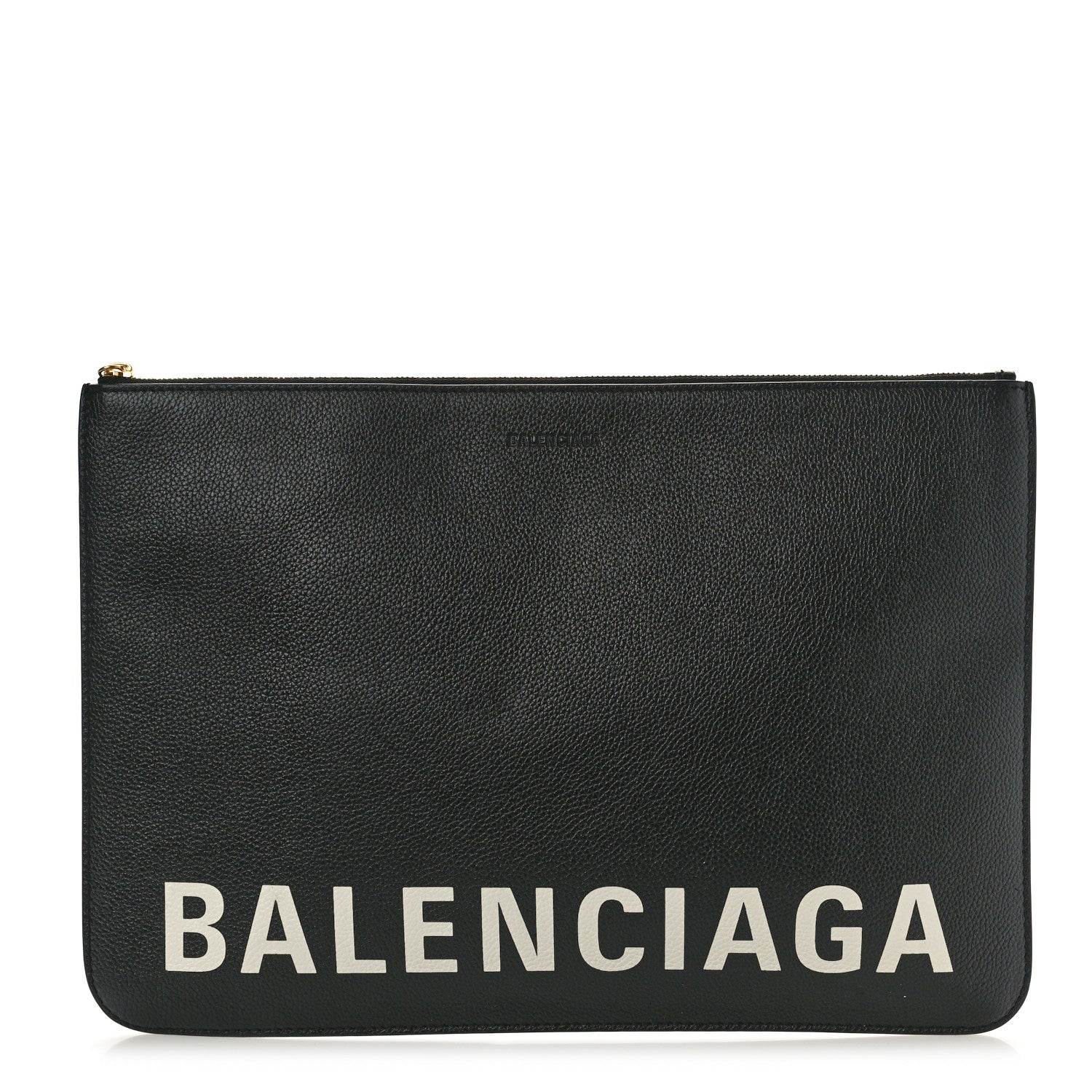 Balenciaga Calfskin Logo Medium Cash Pouch With Handle Black White 1 of 9