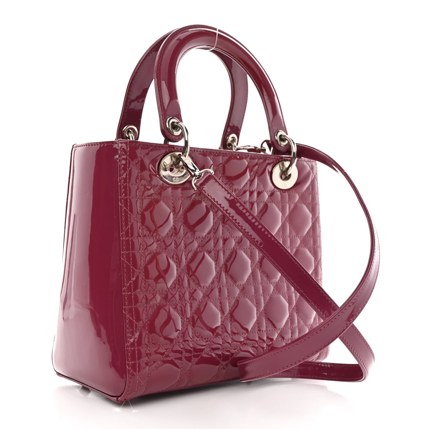 Christian Dior Patent Cannage Medium Lady Dior Dark Pink 2 of 12