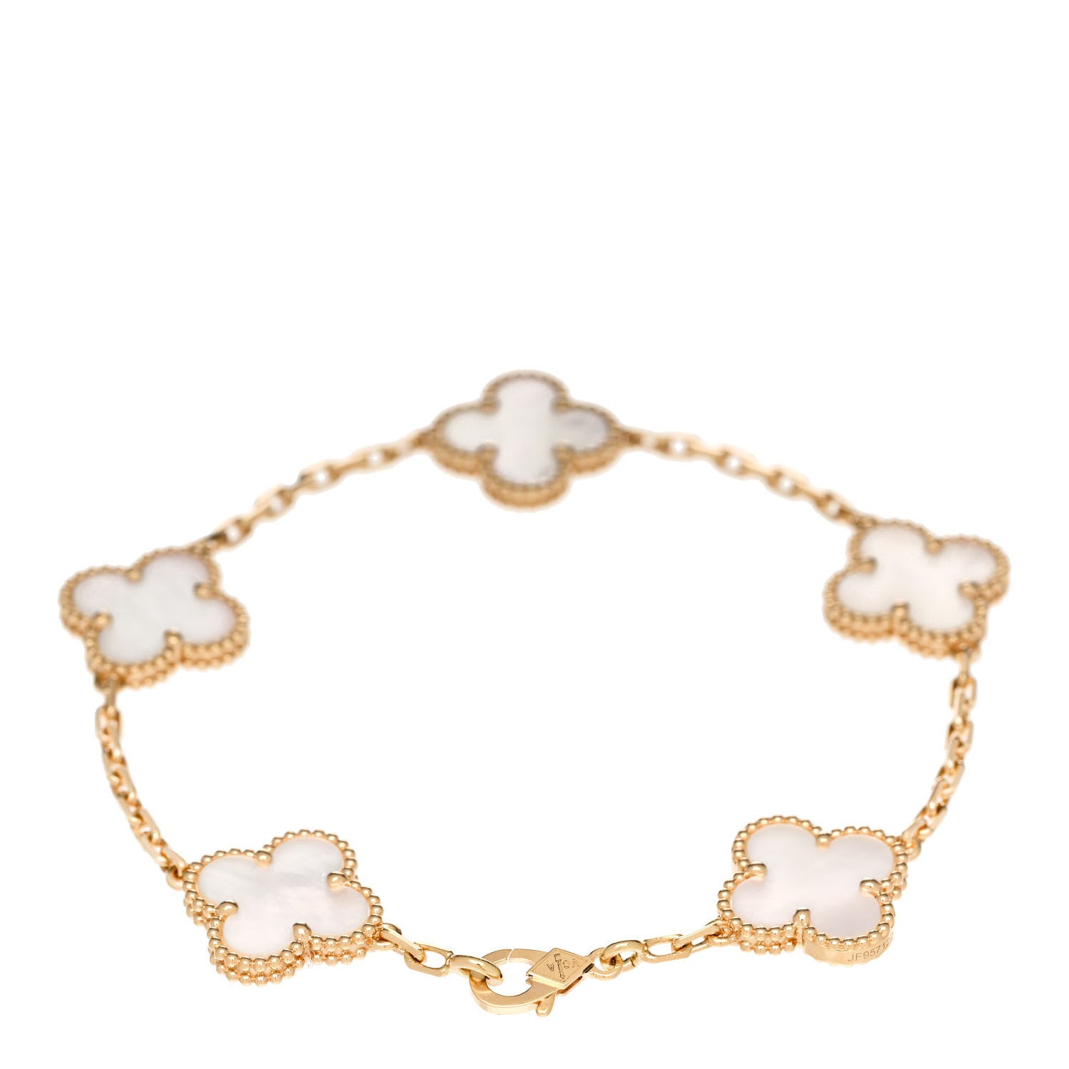 Van Cleef & Arpels 18K Yellow Gold Mother of Pearl 5 Motifs Vintage Alhambra Bracelet 2 of 5