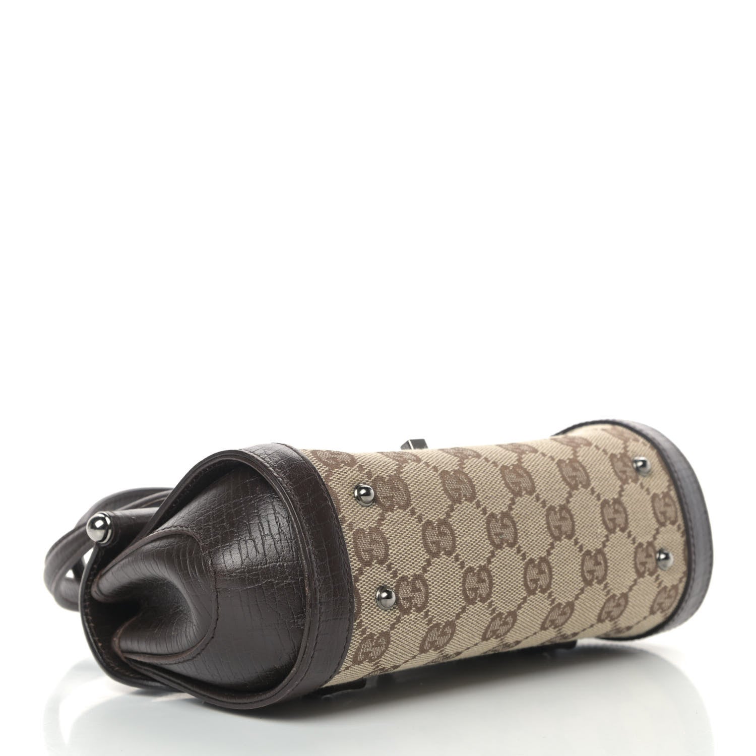 Gucci Monogram Small Bamboo Bullet Satchel Brown 3 of 5