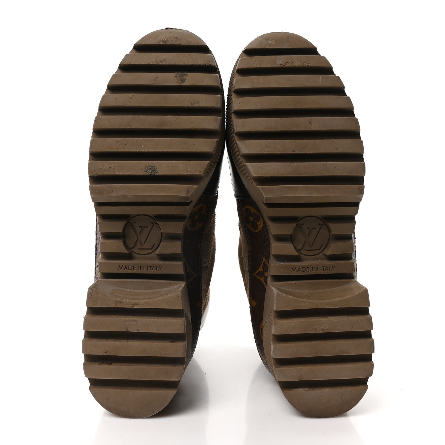 Suede Calfskin Monogram Laureate Platform Desert Boots 36 Taupe