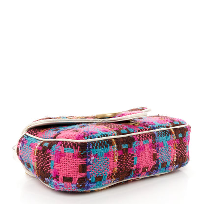 Gucci Tweed Calfskin Spicy Check Small GG Marmont Shoulder Bag Pink Multicolor Mystic White 4 of 11