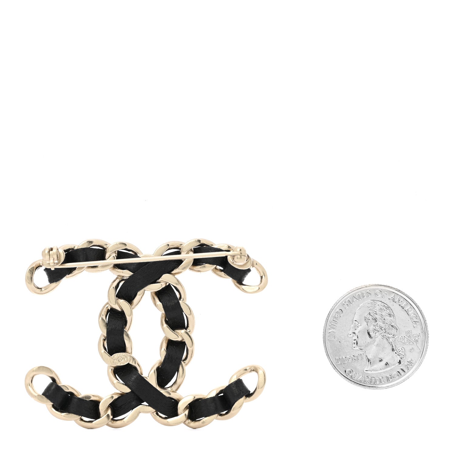 Chanel Lambskin Chain CC Brooch Black Gold 2 of 3