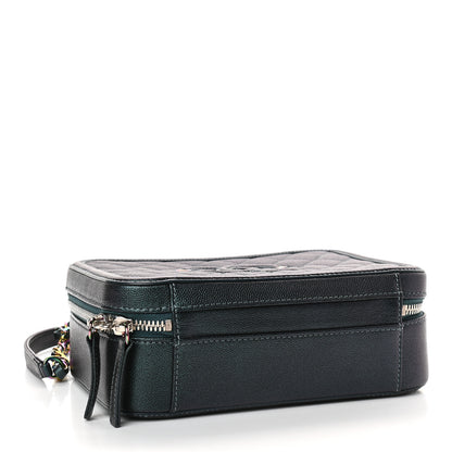 Chanel Iridescent Caviar Quilted Medium CC Filigree Vanity Case Dark Turquoise 4 of 9