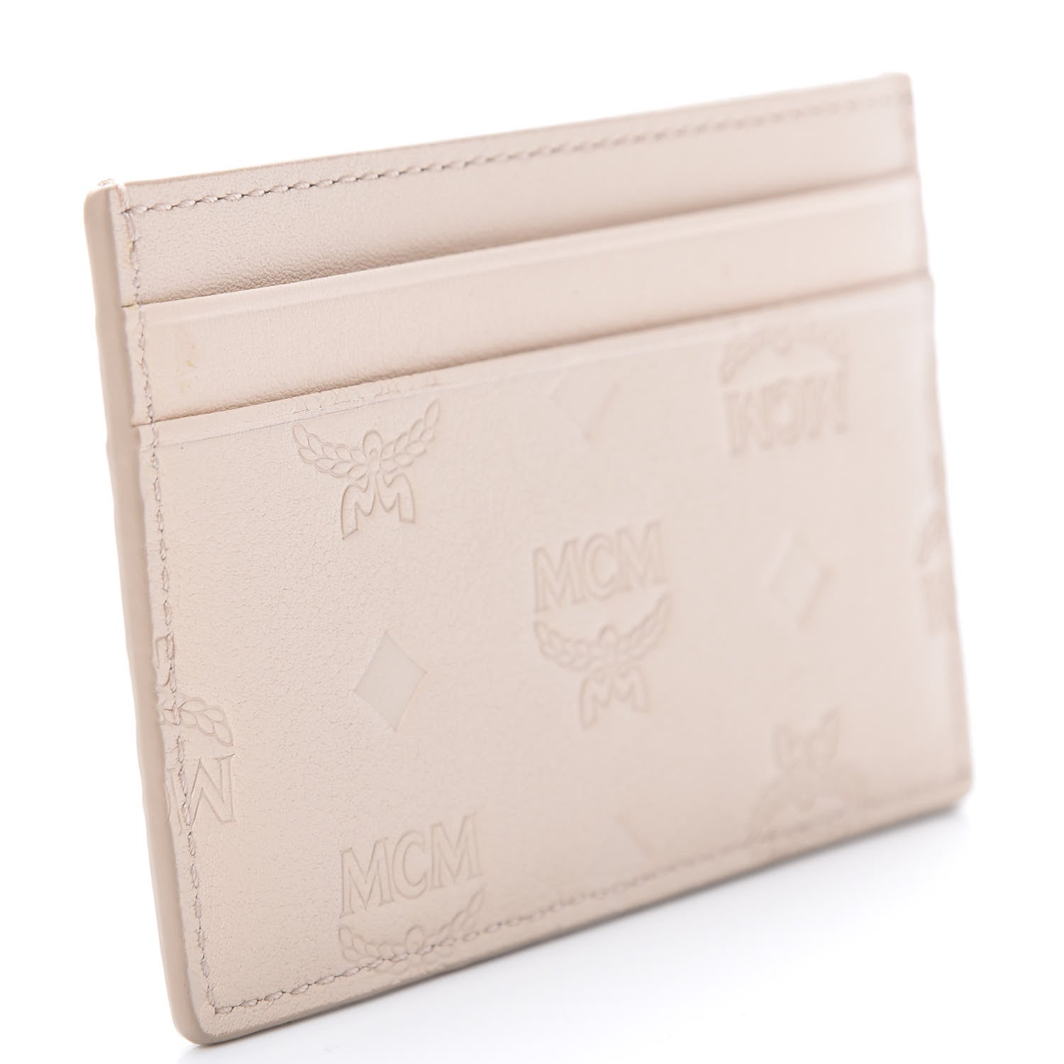 MCM Calfskin Ottomar Monogram Mini Card Case Bisque 3 of 7