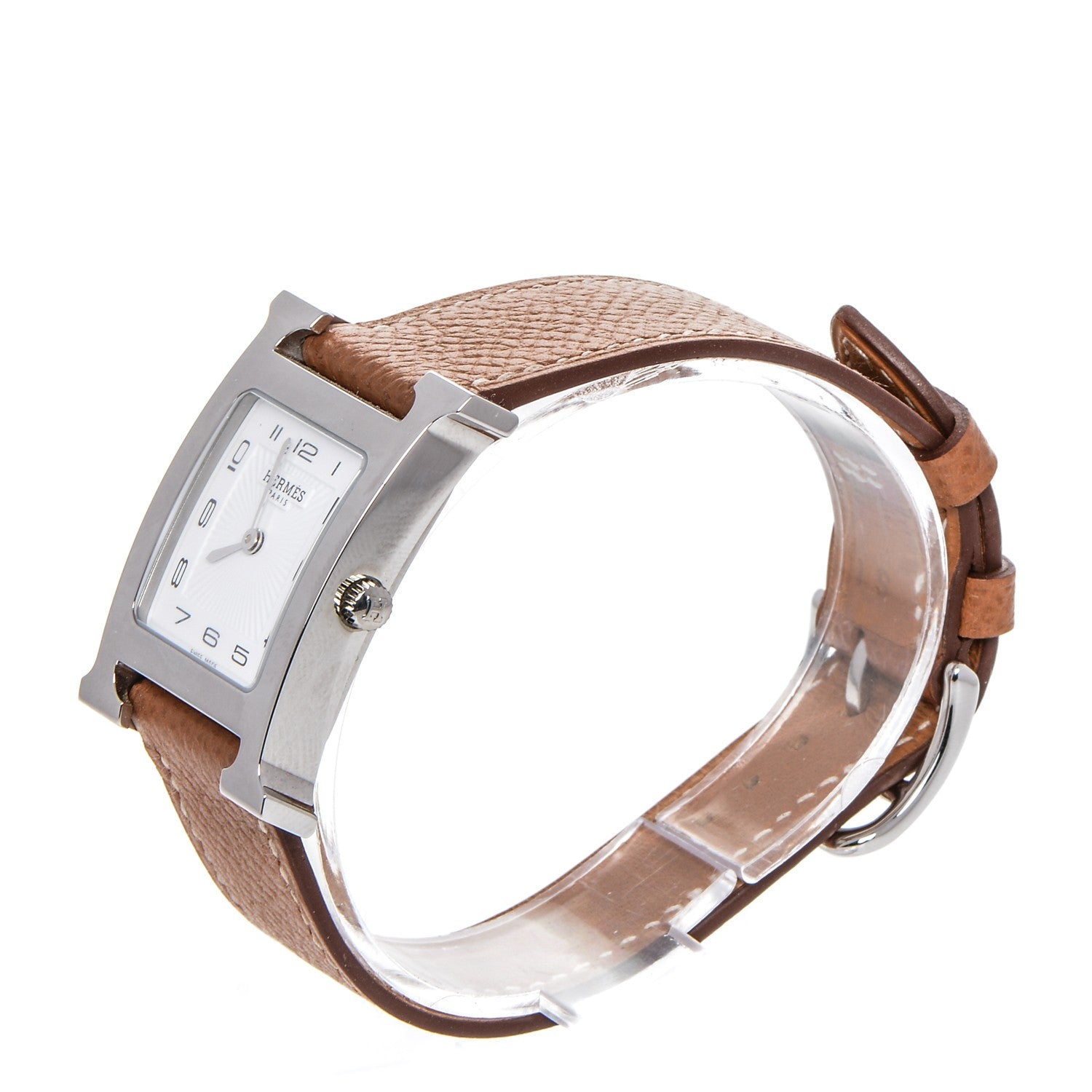 Hermes Stainless Steel Epsom 26mm Heure H Hour Quartz Watch Gold 3 of 11