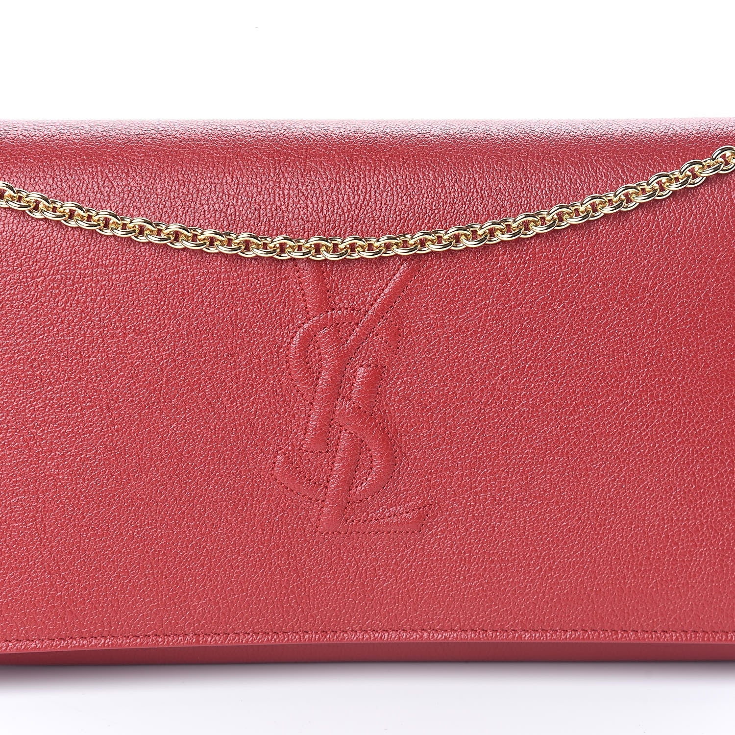 Saint Laurent Calfskin Belle de Jour Chain Clutch Rouge Orient 7 of 9