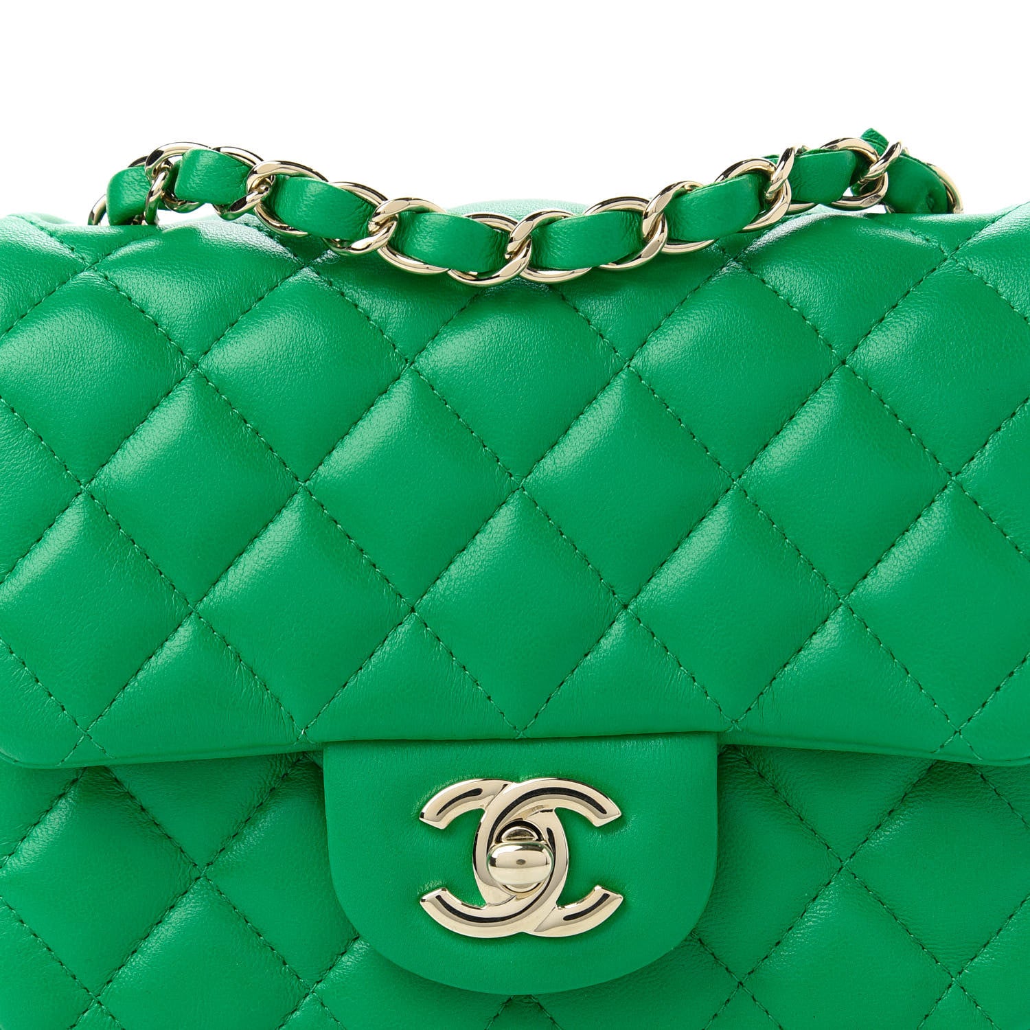 Chanel Lambskin Quilted Mini Square Flap Green 10 of 10
