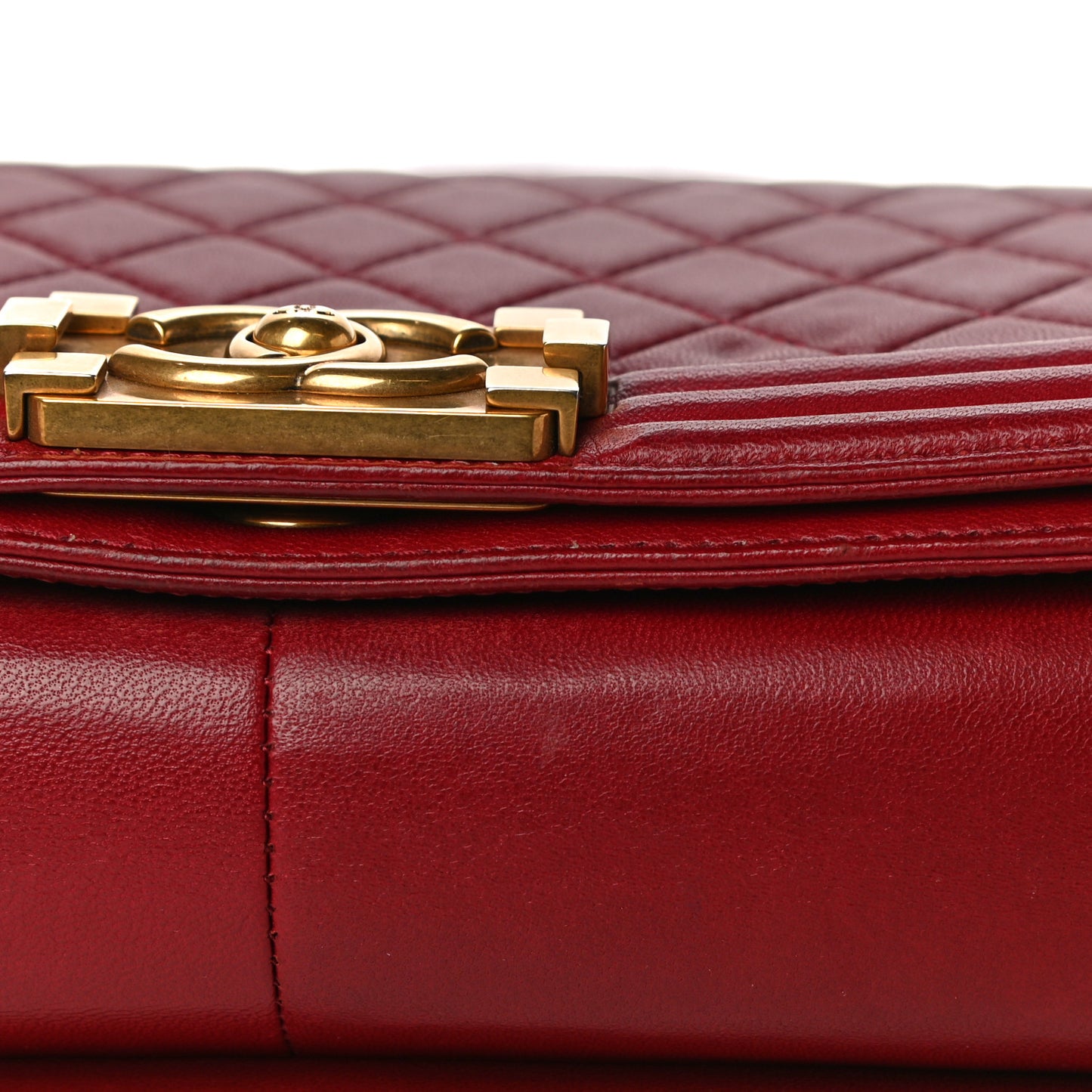 Calfskin Quilted Medium Boy Flap Red