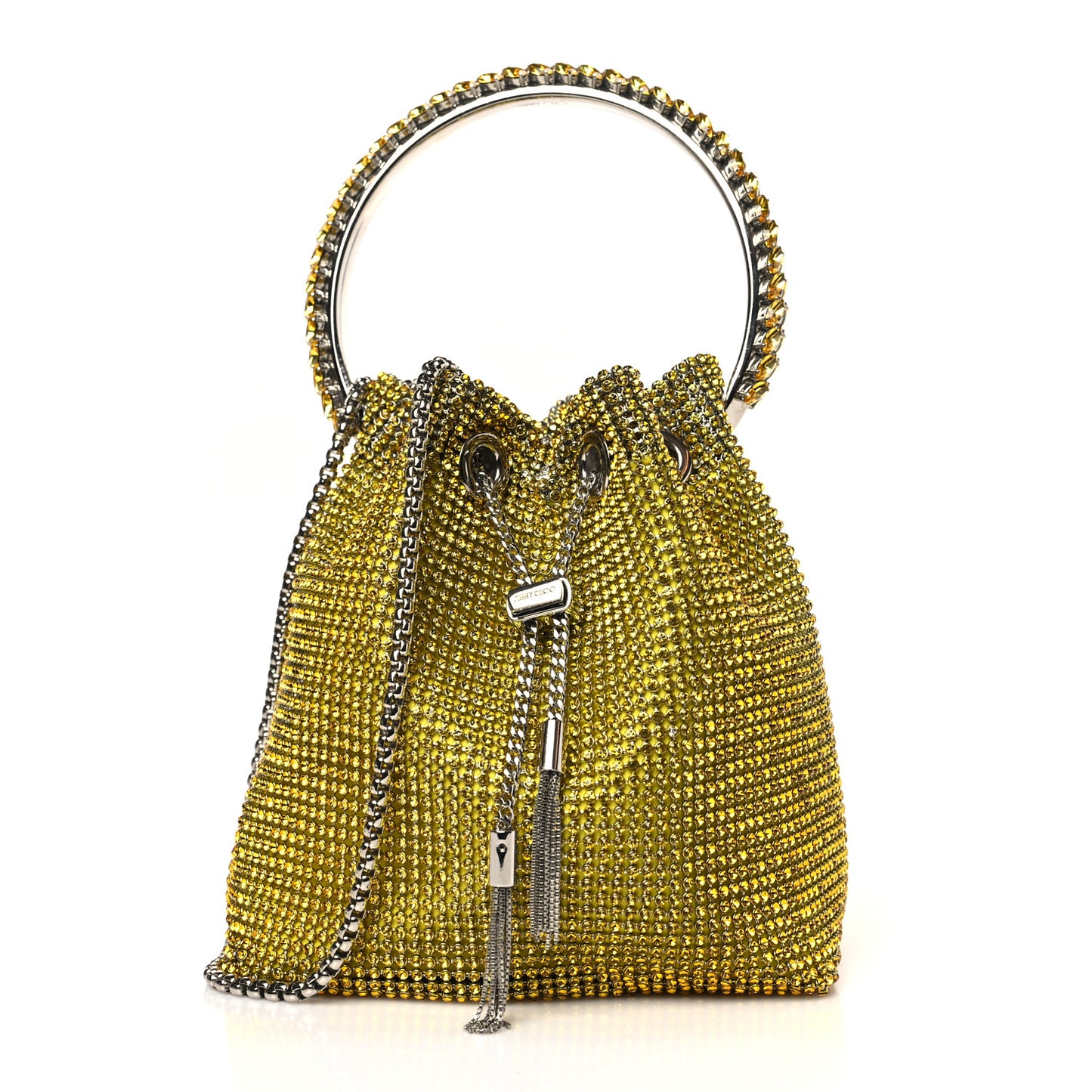 Satin Crystal Embellished Bon Bon Bag Yellow