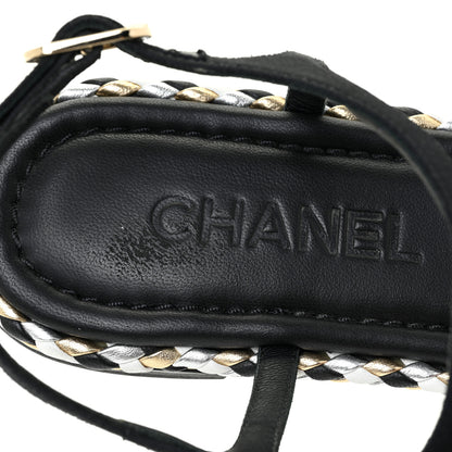 Chanel Grosgrain Chain Thong Sandals 38 Black 10 of 15