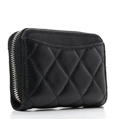 Chanel Lambskin Quilted Zip Coin Purse Black 3 of 9