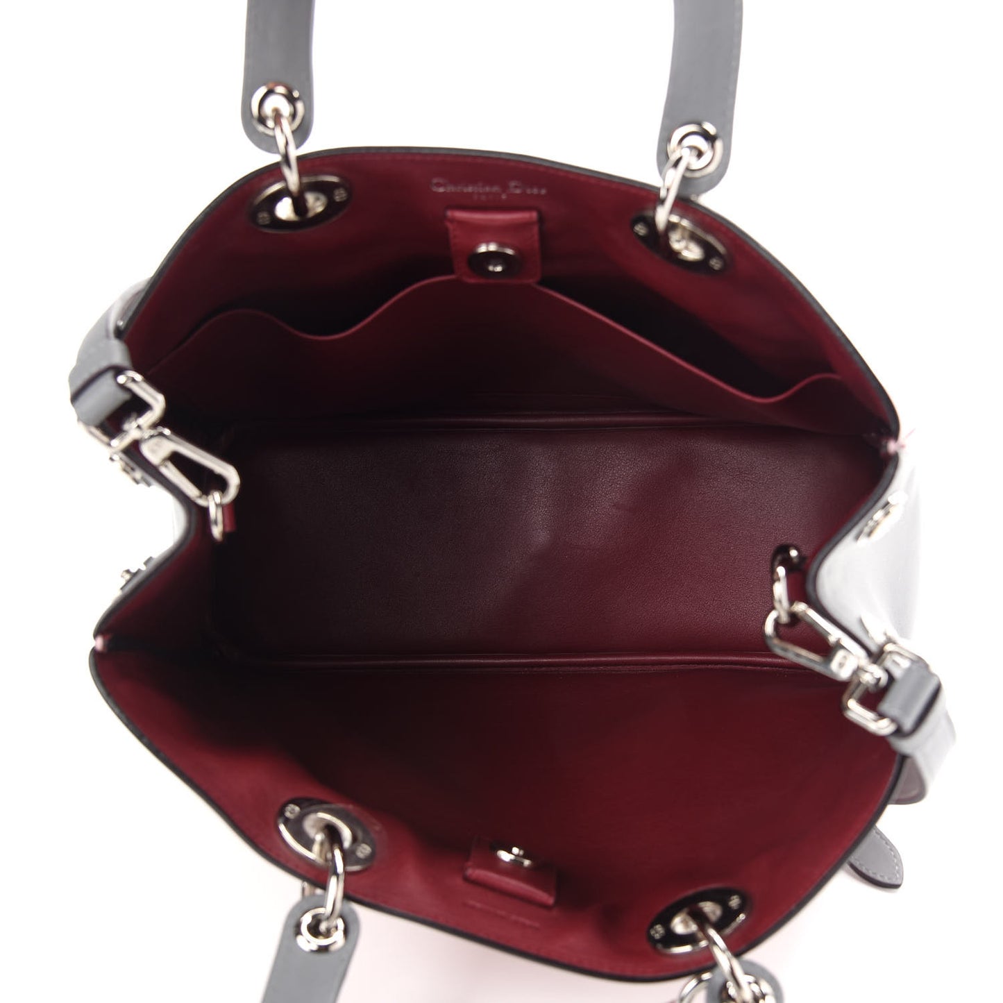 Smooth Calfskin Medium Tri-Color Diorissimo Tote Pink Grey Burgundy