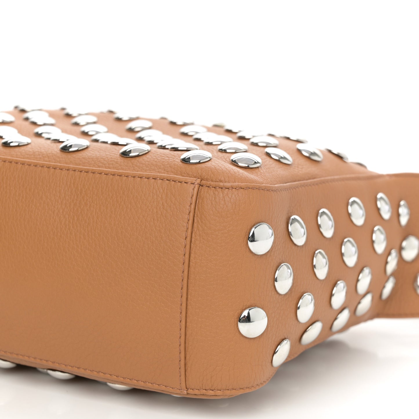 Pebbled Sport Calfskin Studded Elena Nougat