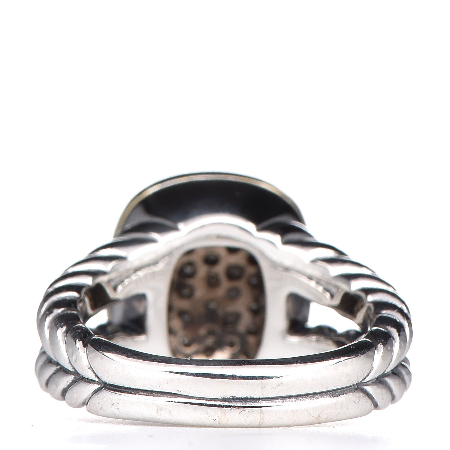 David Yurman Sterling Silver 18K Yellow Gold Diamond Noblesse Ring 56 7.5 4 of 6