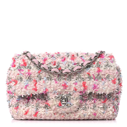 Chanel Tweed Quilted Mini Rectangular Flap Light Pink Silver Blue 1 of 12