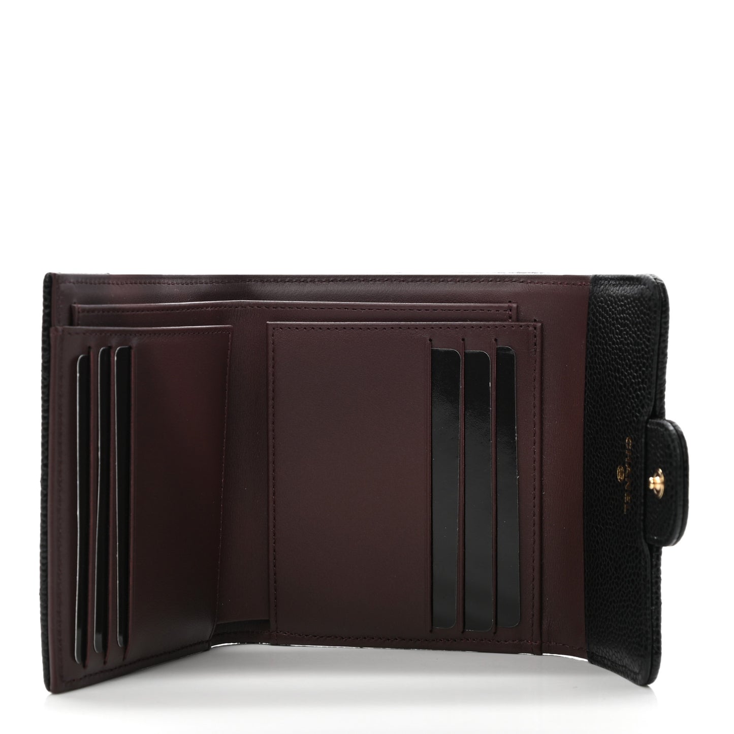 Caviar Quilted Compact Flap Wallet Black