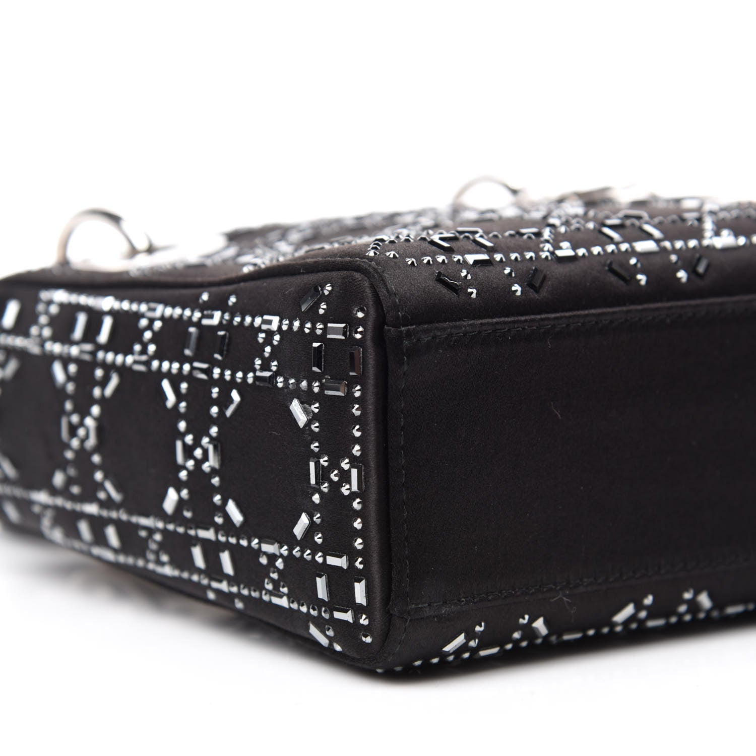 Christian Dior Satin Crystal Cannage Mini Lady Dior Black 6 of 11