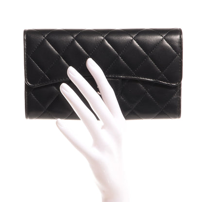 Chanel Lambskin Quilted Large Flap Wallet Black 2 of 9