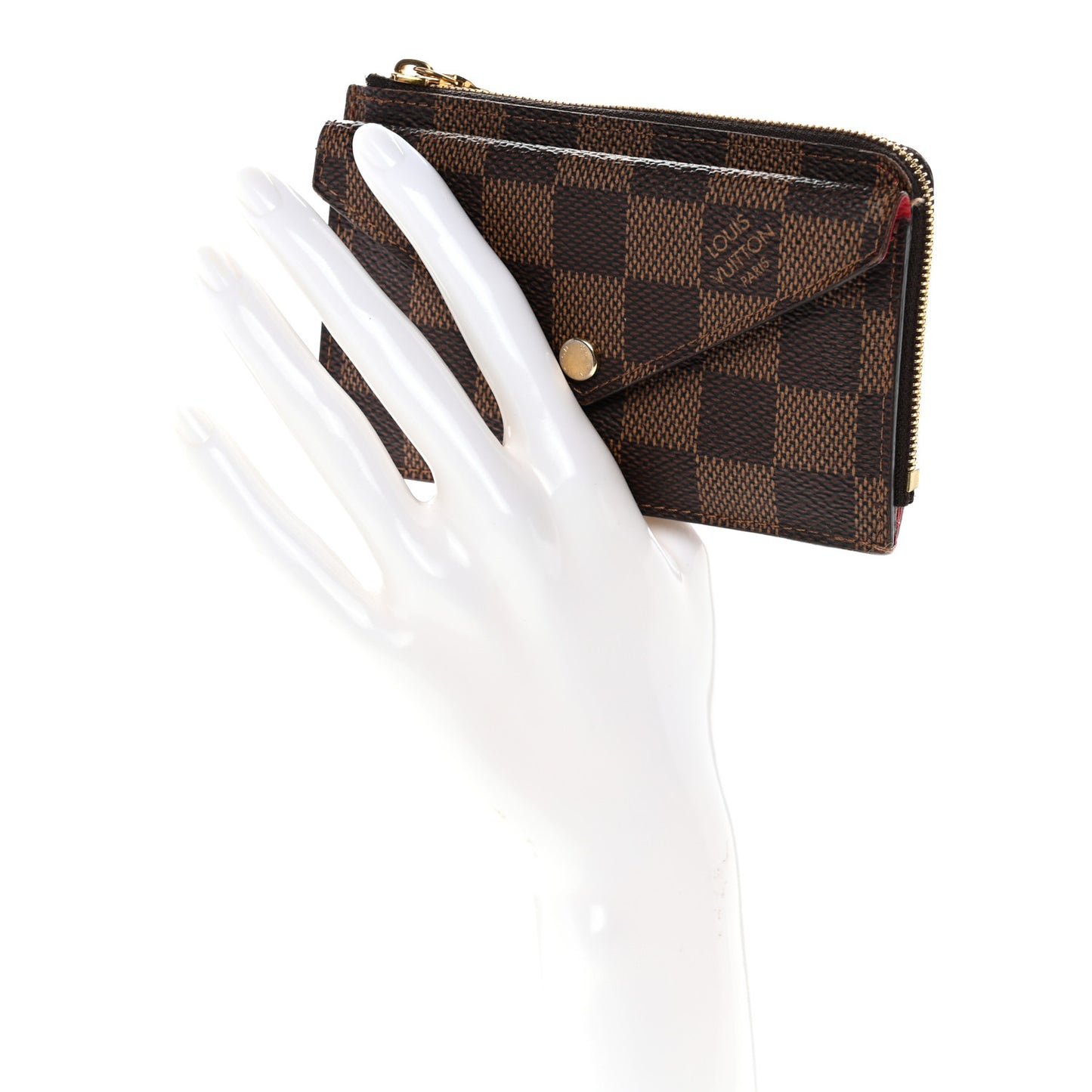 Damier Ebene Recto Verso Card Holder Red