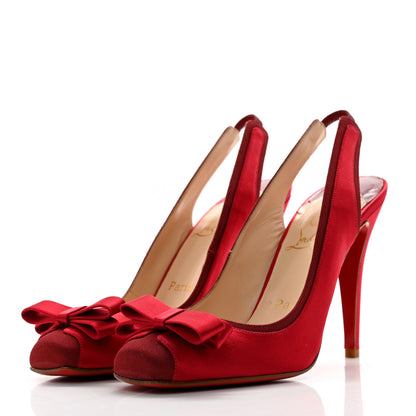 Christian Louboutin Crepe Satin Nooka 100 Pumps 39 Red 3 of 9