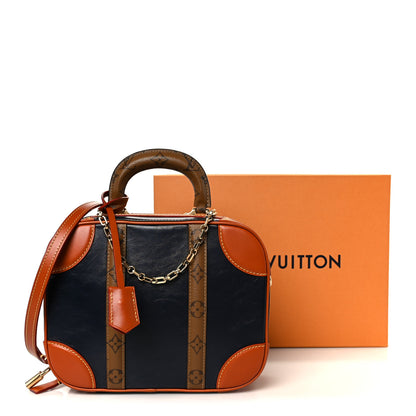Louis Vuitton Calfskin Reverse Monogram Valisette PM Navy Caramel 11 of 11