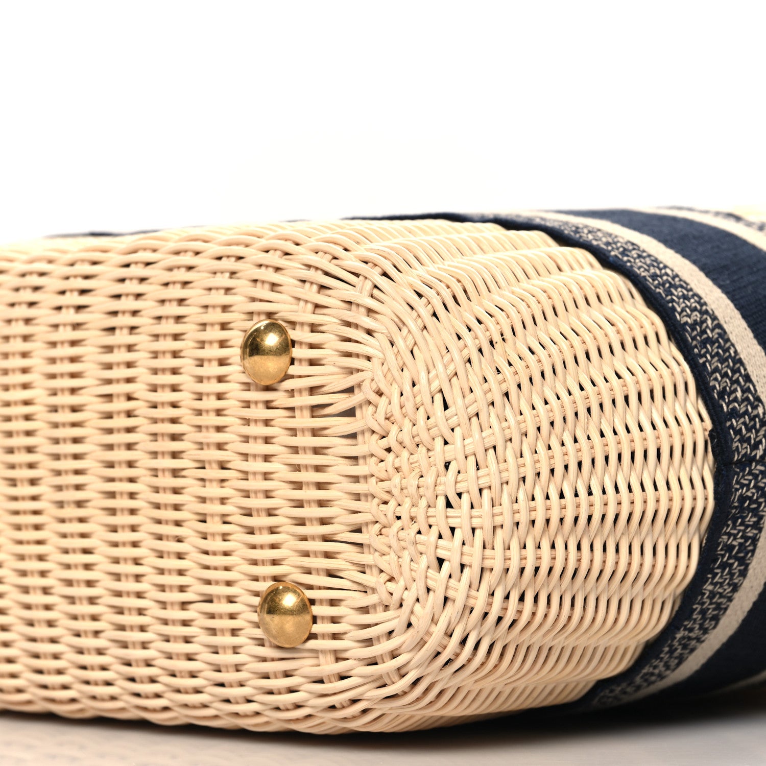 Christian Dior Wicker Oblique Basket Bag Blue 10 of 10