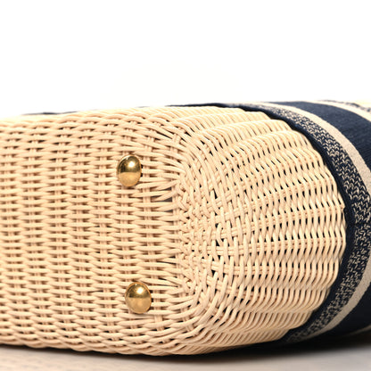 Christian Dior Wicker Oblique Basket Bag Blue 10 of 10