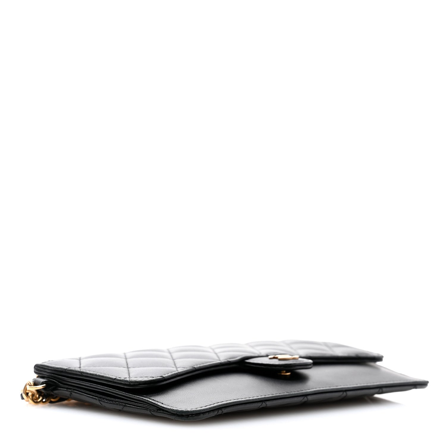 Chanel Lambskin Quilted Classic Pouch With Handle Black 4 of 11
