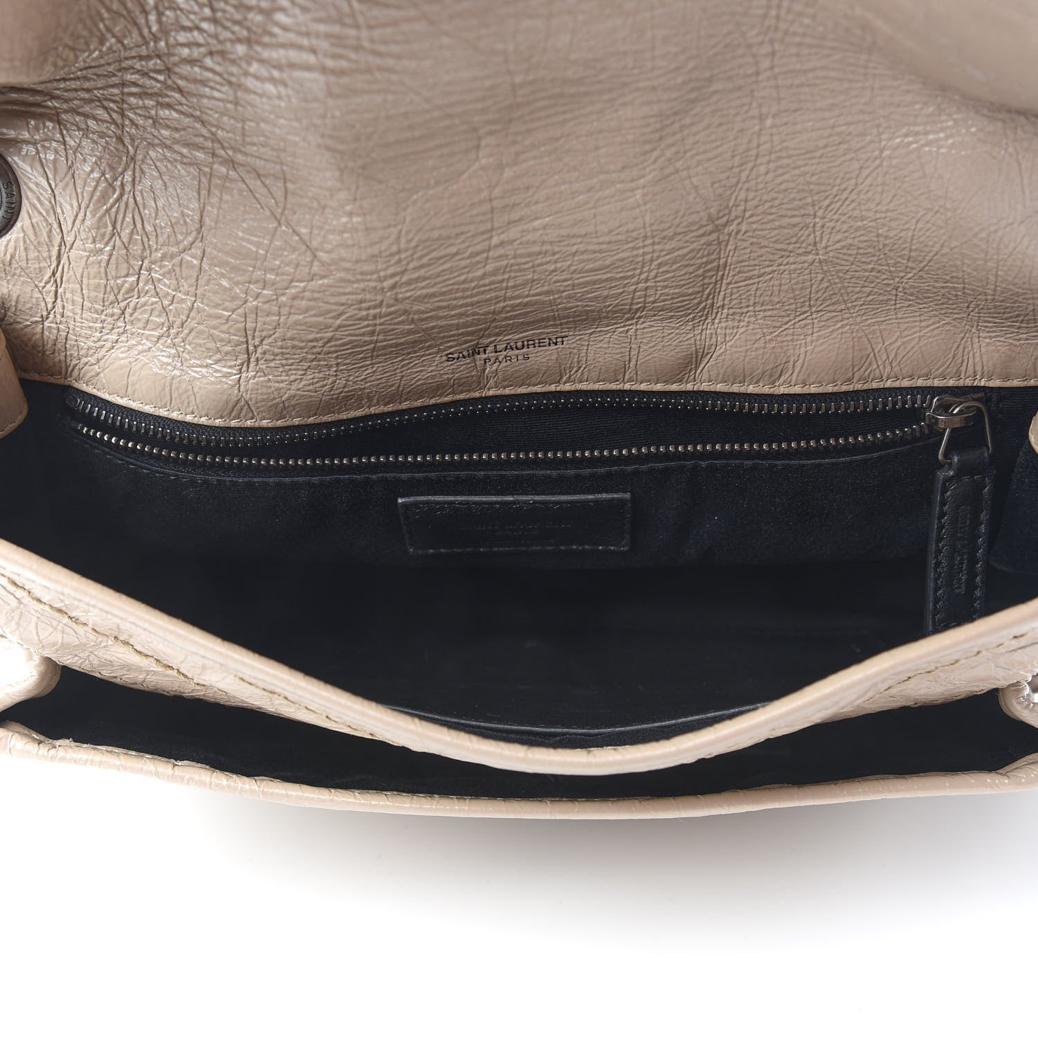 Saint Laurent Crinkled Calfskin Matelasse Monogram Medium Niki Chain Satchel Light Taupe 5 of 9