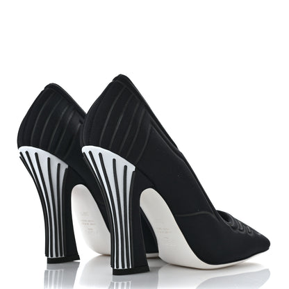 Fendi Lycra Film FF FFreedom Decollete Pumps 38.5 Black White 4 of 8