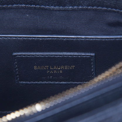 Saint Laurent Sheepskin Matelasse Chevron Monogram Medium College Bag Black 8 of 13
