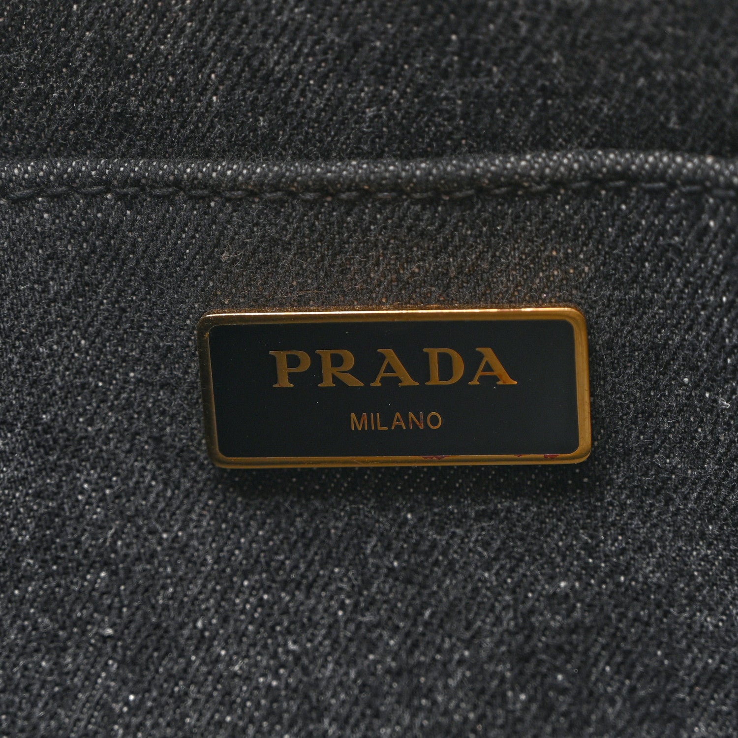 Prada Denim Canapa Small Logo Tote Black 6 of 9