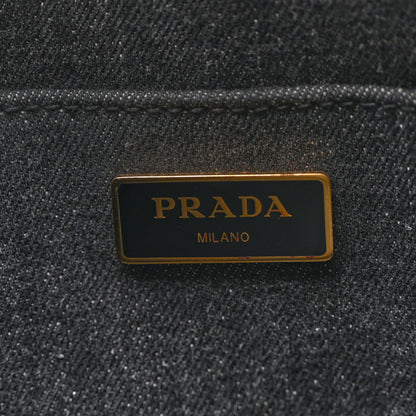 Prada Denim Canapa Small Logo Tote Black 6 of 9