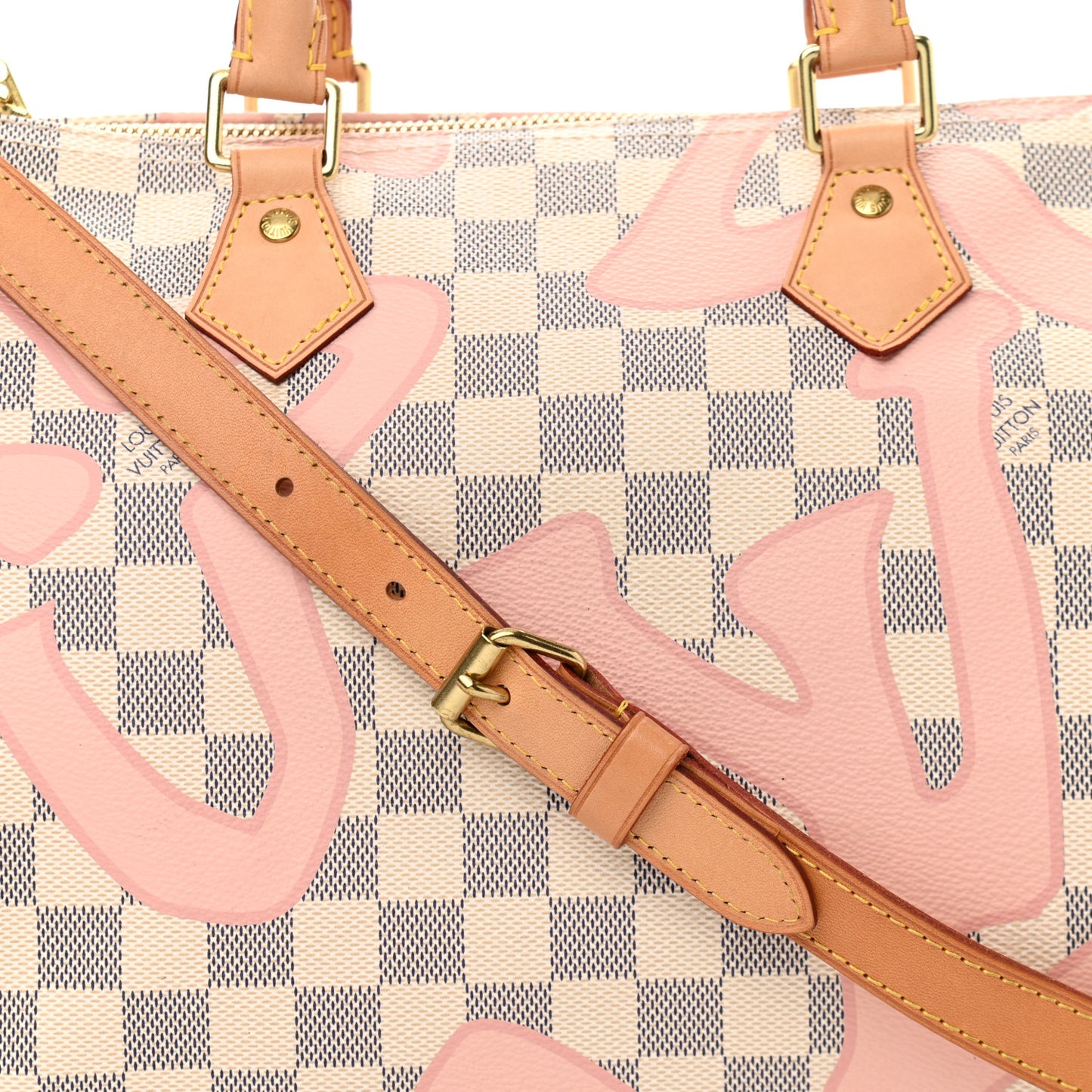 Damier Azur Tahitienne Speedy Bandouliere 30 Rose Ballerine