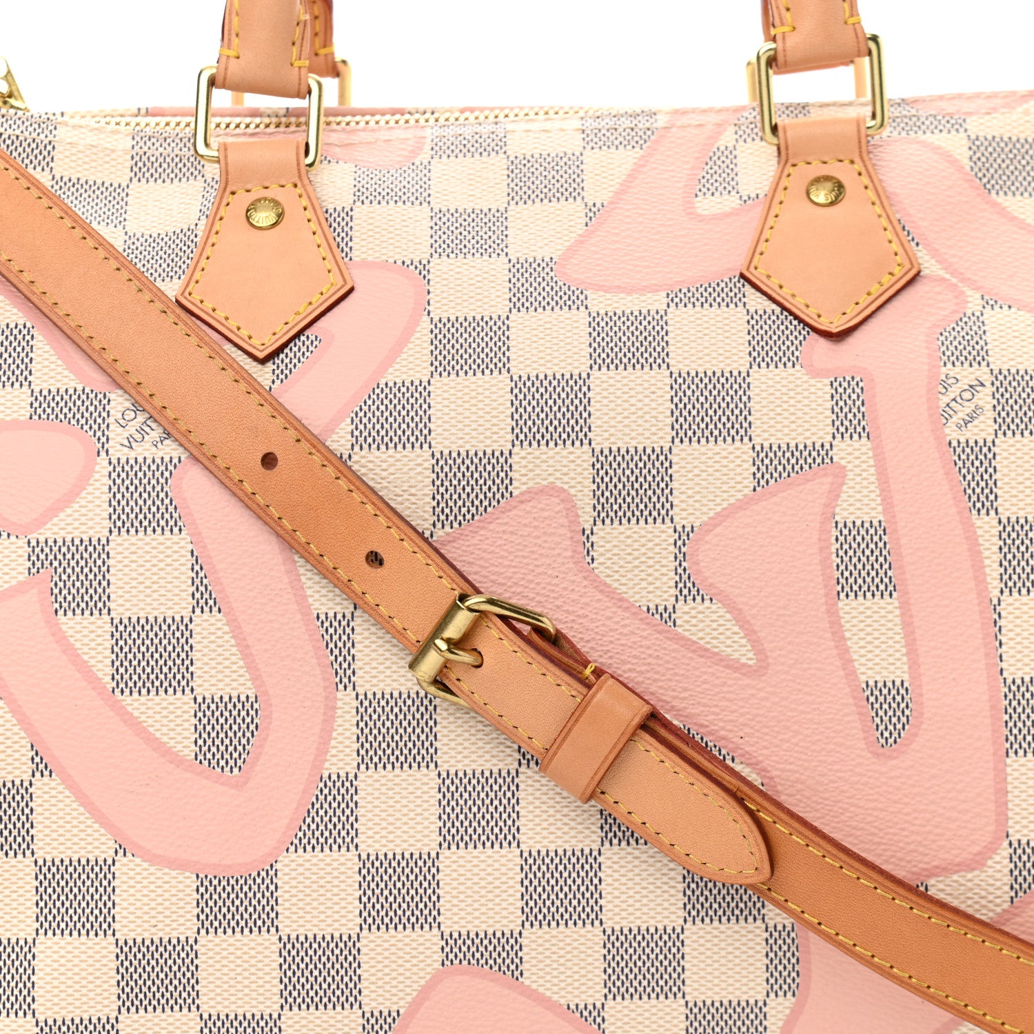 Louis Vuitton Damier Azur Tahitienne Speedy Bandouliere 30 Rose Ballerine 8 of 10
