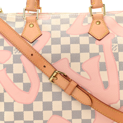 Louis Vuitton Damier Azur Tahitienne Speedy Bandouliere 30 Rose Ballerine 8 of 10