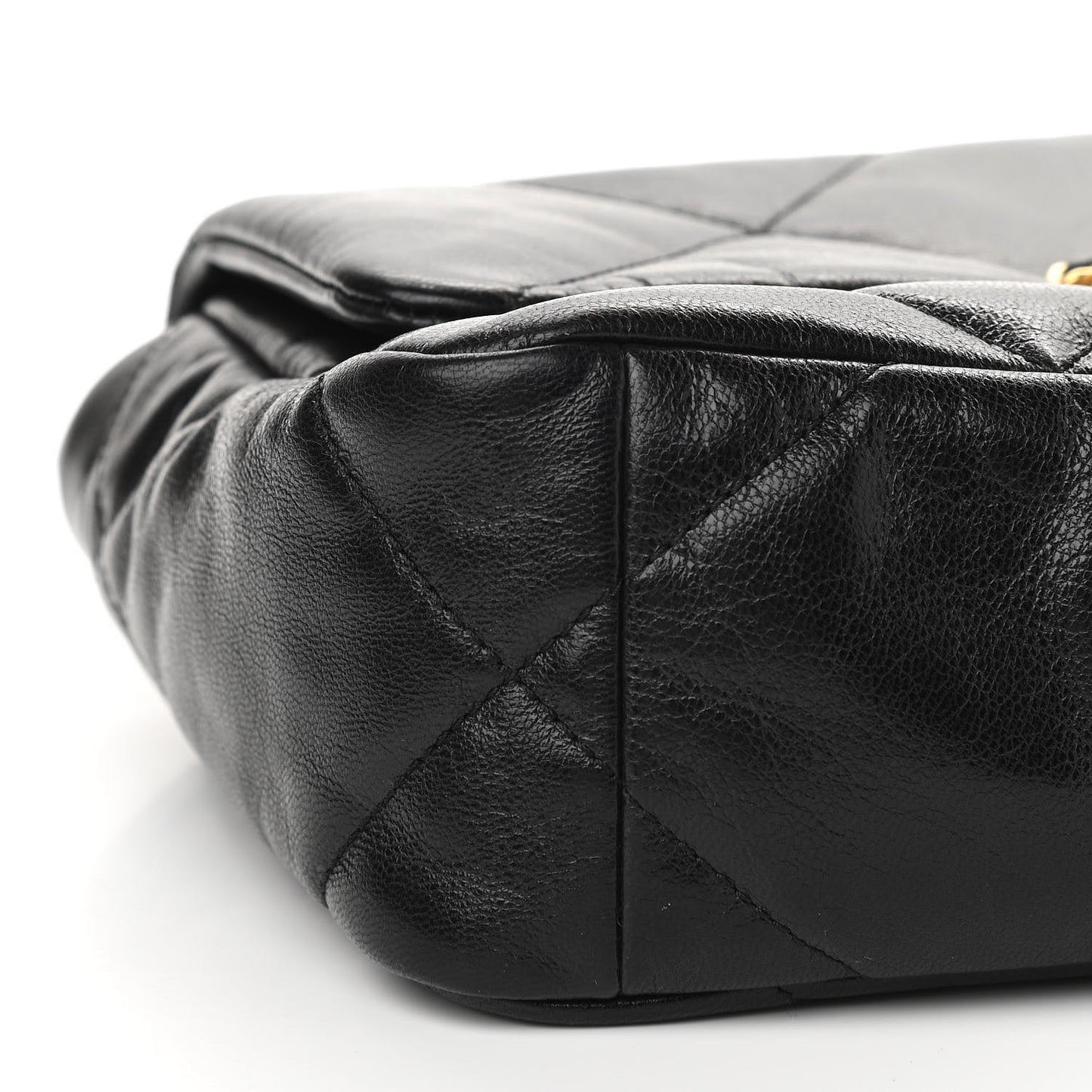 Shiny Goatskin Quilted Medium Chanel 19 Flap Black
