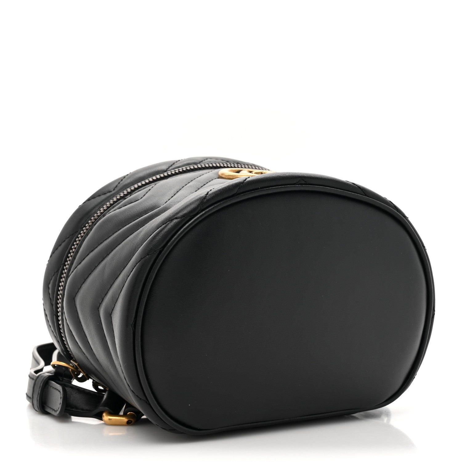 Gucci Calfskin Matelasse Mini GG Marmont Round Backpack Black 4 of 11