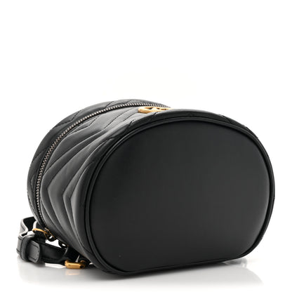 Gucci Calfskin Matelasse Mini GG Marmont Round Backpack Black 4 of 11