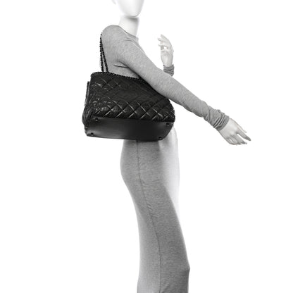 Chanel Metallic Aged Calfskin Quilted Small Chain Me Tote Dark Silver 2 of 11