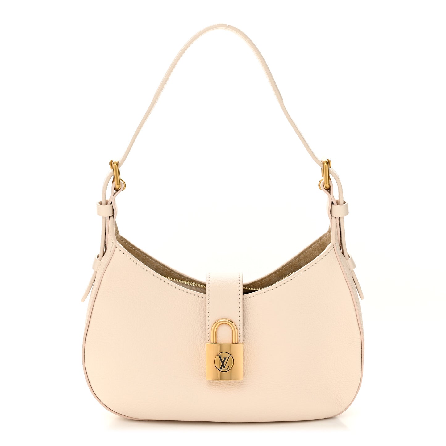 Grained Calfskin Low Key Shoulder Bag Limestone Gray