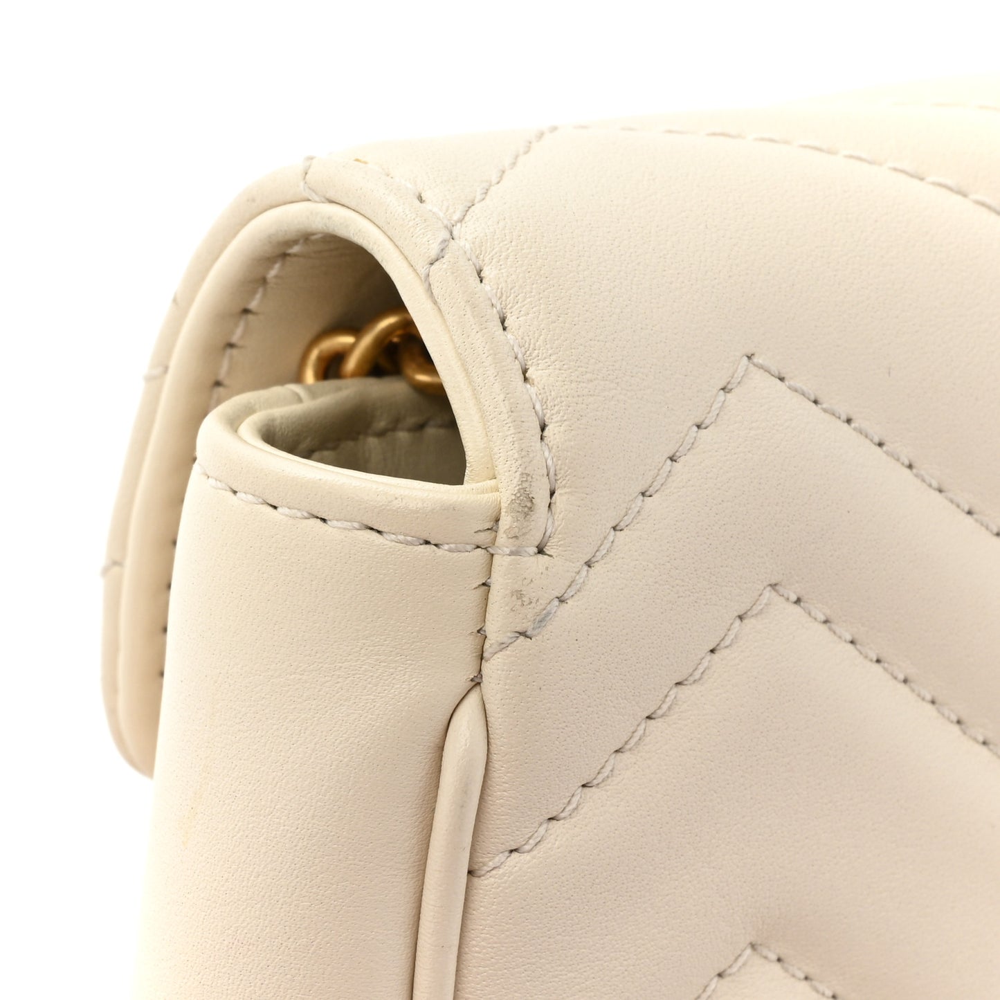 Calfskin Matelasse Super Mini GG Marmont Shoulder Bag White