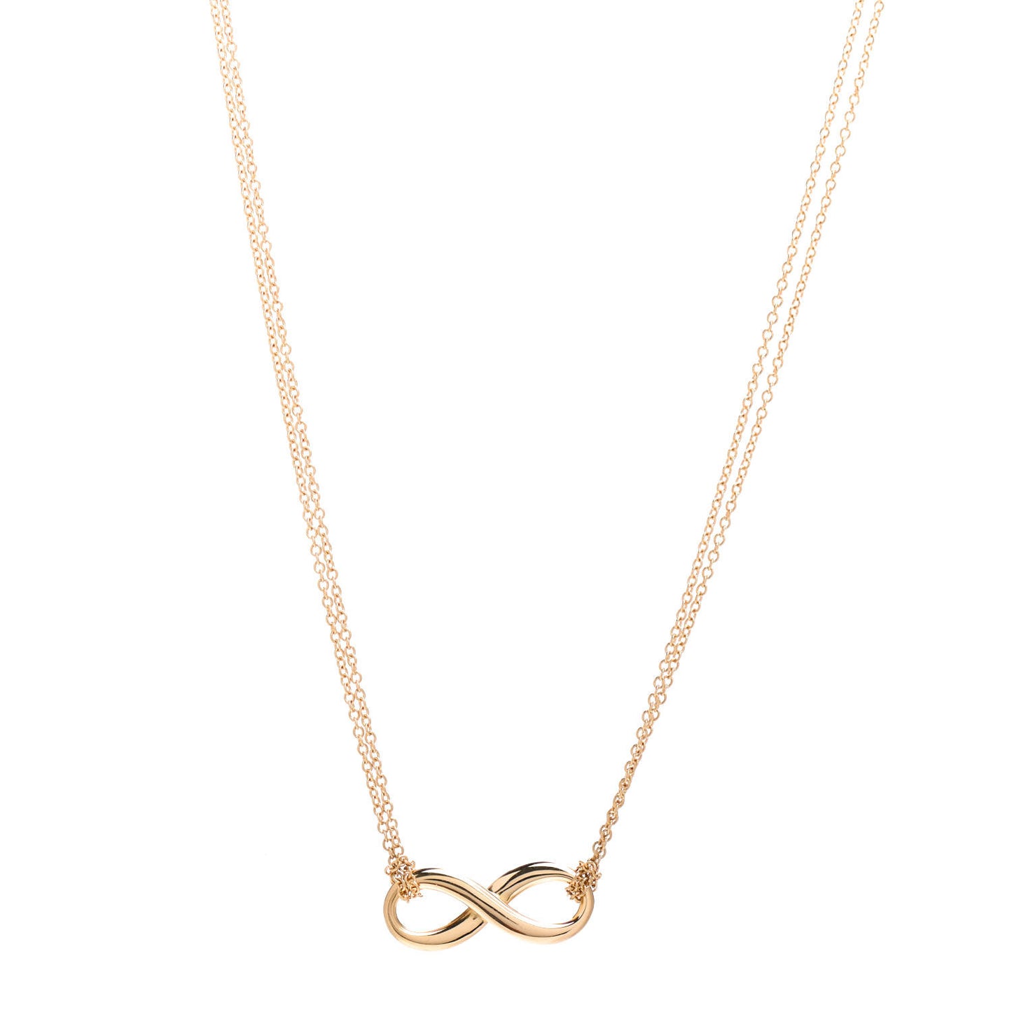 18K Yellow Gold Infinity Double Chain Pendant Necklace
