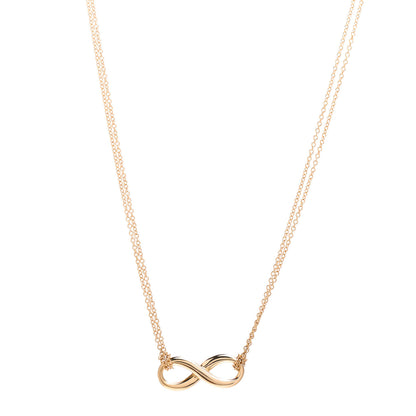 Tiffany 18K Yellow Gold Infinity Double Chain Pendant Necklace 1 of 6